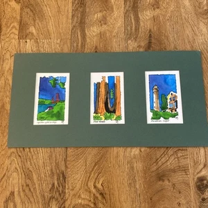 Vintage Katherine Glans Hand painted Watercolors 3 Scenes 1999 Signed 20x10 - Picture 1 of 15