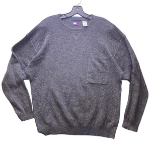 Tommy Hilfiger Sweater Mens Medium Gray Silk Angora Blend Preppy Academia - Picture 1 of 9