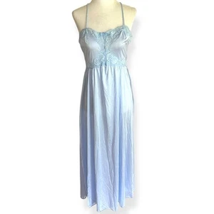 Vintage Vassarette blau Nylon Spitze Slip Nachthemd - klein - Made in USA - Bild 1 von 11