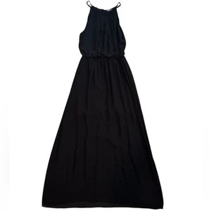 Gianni Bini Juniors Maxi Dress Size S Black Pleated Neckline Event Evening HoCo - Picture 1 of 12