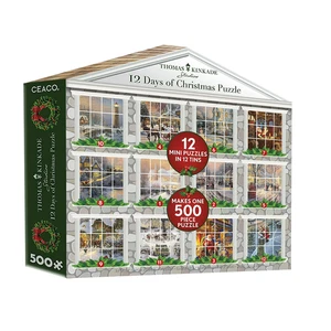 Ceaco Thomas Kinkade 12 Days Christmas Countdown 12-in-1 Puzzle Pack 500 Piece - Picture 1 of 5