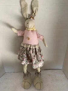 Vintage Floppy Ear Rabbit Wired Legs 22" Tall Standing Stuffed Weighted Feet - Picture 1 of 10