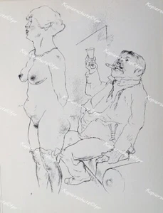George Grosz Berlin Bordell Prostituierte Zigarre Nude Erotik Likör Strumpf Dada - Bild 1 von 1