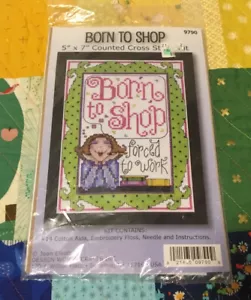 Design Works Crafts 5x7 Born To Shop Joan Elliott Kreuzstich-Kit #9790 VERSIEGELT! - Bild 1 von 3