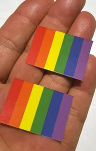 LGBT Gay Pride Rainbow Flag Car TAG Vinyl Decal or Magnet Outdoor Set of (2) - Bild 1 von 3
