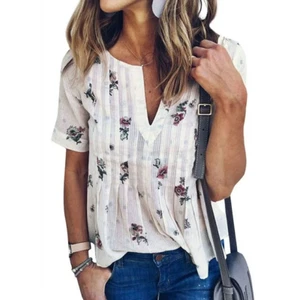 Blusa floral plisada estampado Liberty cuello en V Nlife talla XXL - Imagen 1 de 5