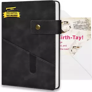 A5 Lined Leather Journal Notebook for Men Women, 5.9" X 8.4" Personalized Hardco - Picture 1 of 7