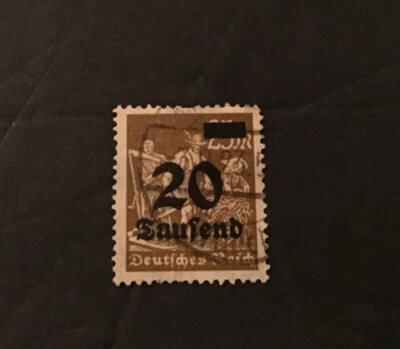 WEIMAR GERMAN REPUBLIC 1923 - OVERPRINT 20  WORKERS STAMP USED - Image 1 of 4