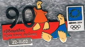 Rare 2004 Athens 90 Weeks to Go Games Mark Olympic Mascots Countdown Pin - Picture 1 of 1