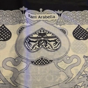 Rani Arabella Made Italy Silk Wool White Black Wrap large Scarf 53" x 53" - Picture 1 of 5