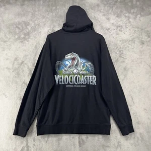 Universal Orlando Jurassic World Hoodie Mens Large Black Velocicoaster Lite Wght - Picture 1 of 12