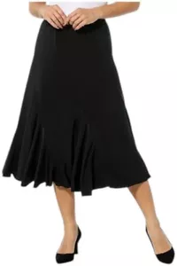 Antthony Spiral Seamed Midi Skirt Size Medium Elastic Waist Black Elegant NEW - Picture 1 of 6