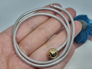 GENUINE PANDORA Moments 18k Gold Plated Clasp Necklace S925 ALE ๐ 45cm - Picture 1 of 13