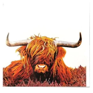 Highland Cow Heidekraut leere Grußkarte von Nick Field Art - Bild 1 von 1