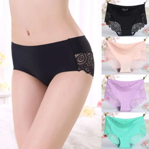 Women's Mid Waist Panties Bamboo Fiber Seamless Briefs Soft Underwear Lingerie - Picture 1 of 42