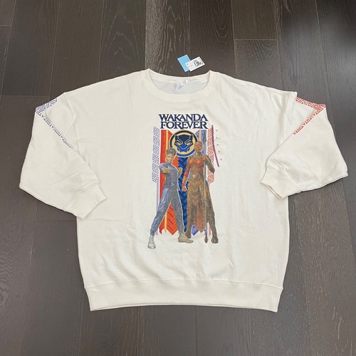 OFF WHITE Felpa Pantera Nera Adulto XL Wakanda Forever Pullover Film Casual