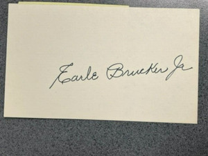 Earle Brucker Jr - 1948 autographed 3 x 5 index card MLB Guaranteed to Pass