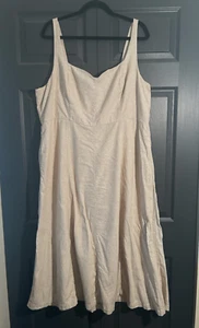 Old Navy Womens Linen Dress 2X Midi Neutral Boho Coastal Cottage Beachy Summer - Picture 1 of 14