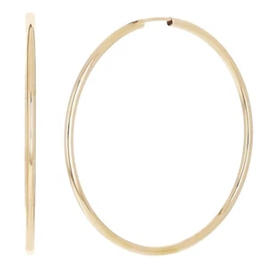 Italienische 14k Gelbgold hochpolierte runde endlose Ohrringe 1,5" 1,6 mm 1,3 g - Bild 1 von 5