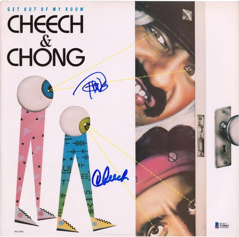 Cheech Marin & Tommy Chong Autographed Get Out of My Room Album BAS Cover