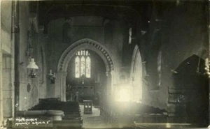 REAL PHOTOGRAPHIC POSTCARD OF AMPNEY CRUCIS CHURCH INTERIOR, GLOUCESTERSHIRE - Picture 1 of 2