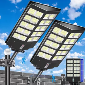 Outdoor Commercial LED Solar Street Light, Dusk to Dawn 7500K Solar Super Bright - Picture 1 of 53