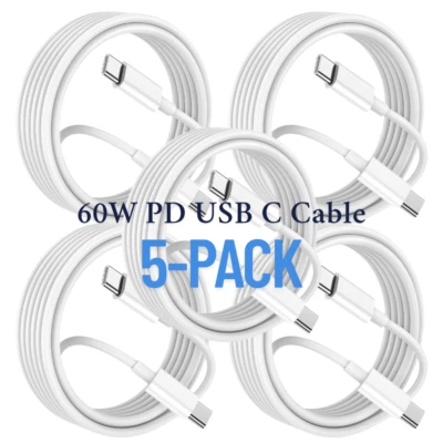 Lot 60W PD USB-C to USB-C Cable 3/6FT Fast Charger For Samsung iPhone 15 16 Pro - image 1 of 4