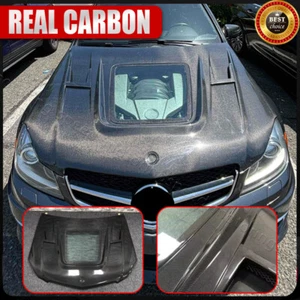 For Benz W204 C63 2012-2014 REAL CARBON Front Bumper Hood Bonnet Cover Body kit - Picture 1 of 17
