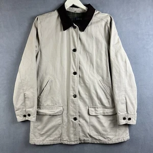 Lands End Barn Coat Mens XL Tan Chore Field Jacket Corduroy Collar 90s Lined - Picture 1 of 11