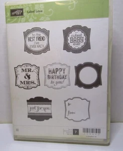 Stampin Up Label Love #130622 Set of 7 Cling Mount Stamps - Picture 1 of 7