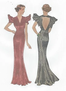 1939 Vintage Sewing Pattern B36 EVENING DRESS (R955) - Picture 1 of 3