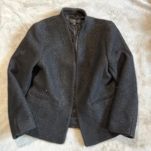 J. Crew Blazer schwarz gold metallic vorne offen Wollmischung Jacke Damengröße 12 - Bild 1 von 12