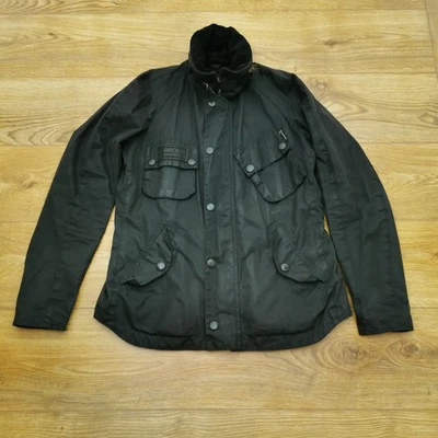 Barbour International Sylkoil Apollo Wax Jacket Mens S Small Black Motorcycle - Image 1 of 4