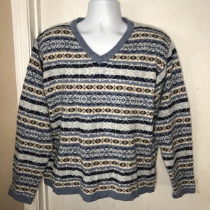 Cabela’s Lambswool Sweater Damen X-Large Fair Isle V-Neck Cottagecore Nordic - Bild 1 von 8