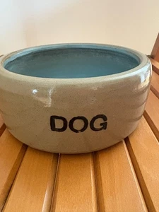 Vintage Stoneware Pottery Dog Bowl Heavy Medium Size - Picture 1 of 5