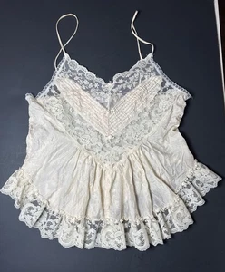 Vintage Donna Richard Chiffon & Spitze Camisole klein pfirsichrosette kokett romantisch - Bild 1 von 9