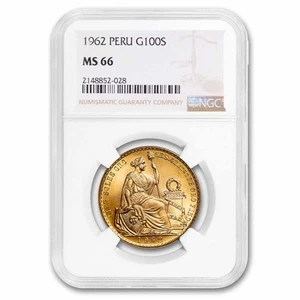 1962 Peru Gold 100 Soles MS-66 NGC - Picture 1 of 3