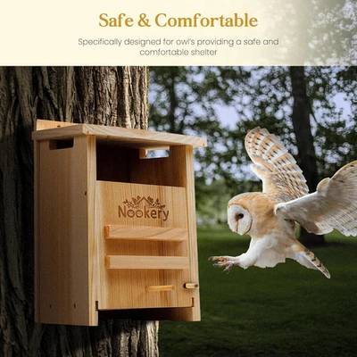 Ящик для гнездования совы из кедра — готовый комплект для скворечника на открытом воздухе - Изображение 1 из 4