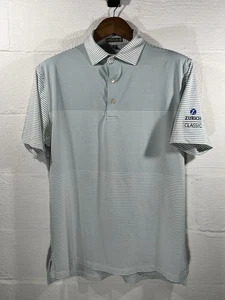 Peter Millar Sommer Comfort Golf Poloshirt grün mittel bestickt Zürich gestreift - Bild 1 von 5