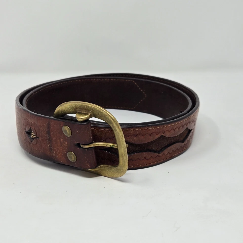 Винтажный мужской кожаный ремень коричневый с инструментами 45 дюймов American Eagle Outfitters ширина 1,5 дюйма - Изображение 1 из 4