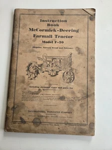 Antiguo libro de instrucciones McCormick Deering Farmall 1939 modelo F-20 IH - Imagen 1 de 15
