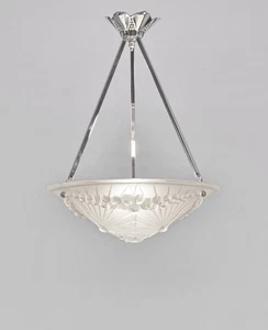 SCHNEIDER & NEUT : a FRENCH 1930 ART DECO PENDANT chandelier France  2 available - Picture 1 of 11