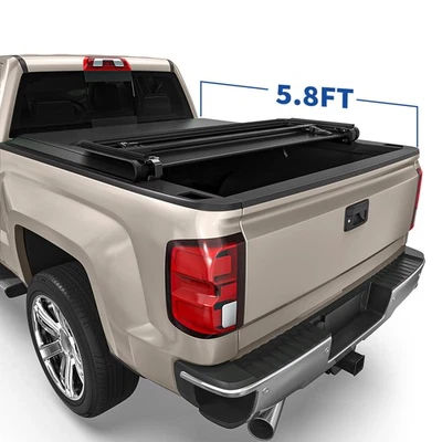 Tri-Fold Tonneau Cover for 2014-2018 Chevy Silverado Sierra 1500 5.8ft Truck Bed Foto 1 de 4