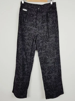 NO FEAR x H&M Womens Size 14 or US 10 Black Patterned Wide Leg Jeans - Image 1 of 4