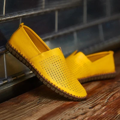 Zapatos Mocasines Informales Hechos a Mano de Cuero Superior Hombres Cuero Suave Zapatos para Conducir Foto 1 de 4