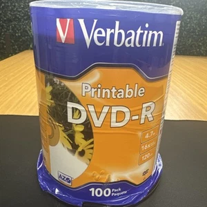 Verbatim Printable DVD-R 16X 100 Count 4.7 GB ~ 120 Minutes Min (cc3) - Afbeelding 1 van 6