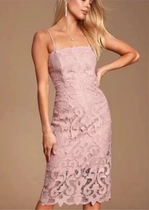 BARDOT Lina Lace Dress in Light Pink Satin Lining Stretch Women US Size 8 - Picture 1 of 11