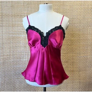 Victoria’s Secret Size Small Magenta Pink Lace Trim Camisole Cami Tank - Picture 1 of 6