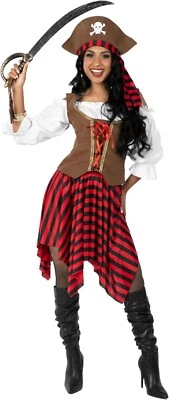 Women`s Pirate Wench Costume S - XL Ladies Caribbean Buccaneer Dress Halloween - Image 1 of 4