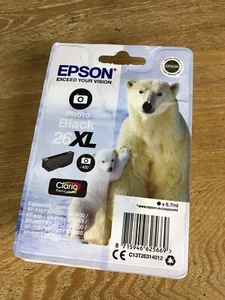 Genuine Epson 26XL Black Ink Cartridge T2621 New Sealed 8.7ml - Picture 1 of 3